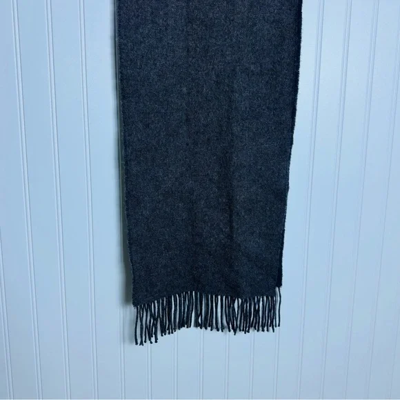 Amicale Pure Cashmere Dark Brown Black Scarf with Fringe 69x12 Unisex - Picture 3 of 5
